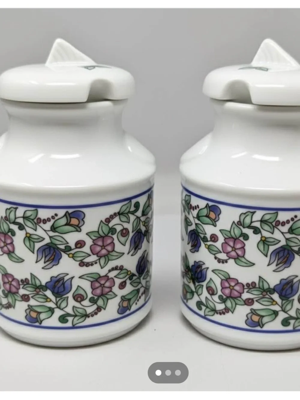 Porcelain Judaica Seder Horseradish & Salt Water Cups - Floral White